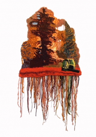 Jo Hamilton (b. 1972)  The 2020 Riverside Fire, 2020  crochet yarns, metal mesh backing